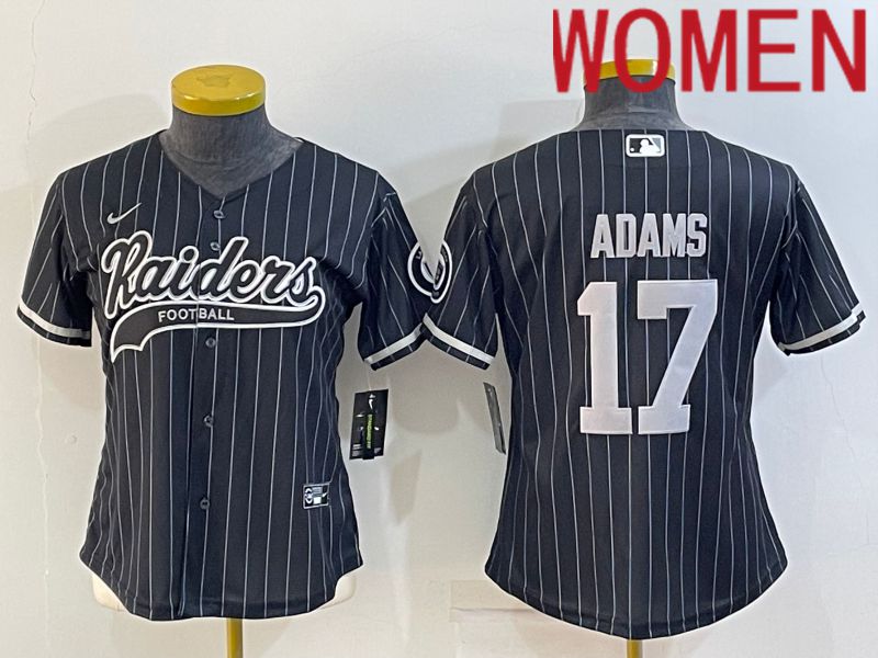 Women Oakland Raiders #17 Adams Black stripe 2022 Nike Co branded NFL Jerseys